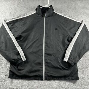 Starter‎ Windbreaker Jacket Mens Medium Black Full Zip Lightweight Pockets